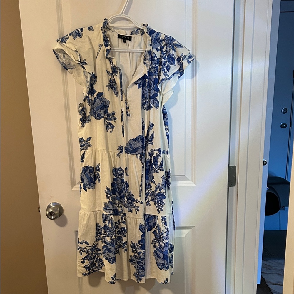 1. State Blue and White Floral Midi Dress